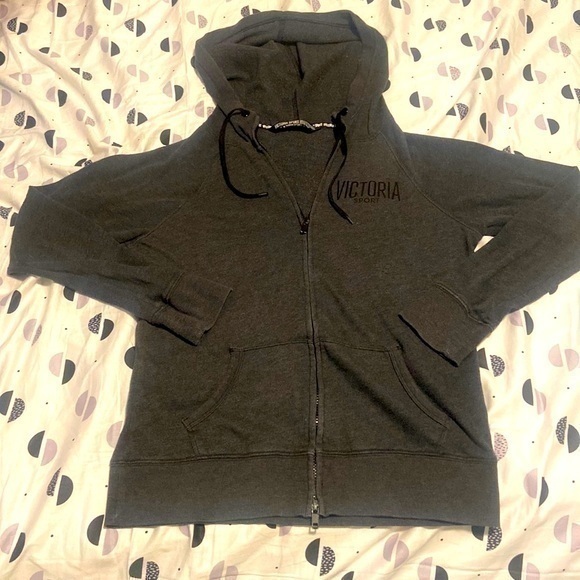 Victoria's Secret Tops - Victoria’s Secret || VSX Grey & Black Logo Full-Zip Hoodie